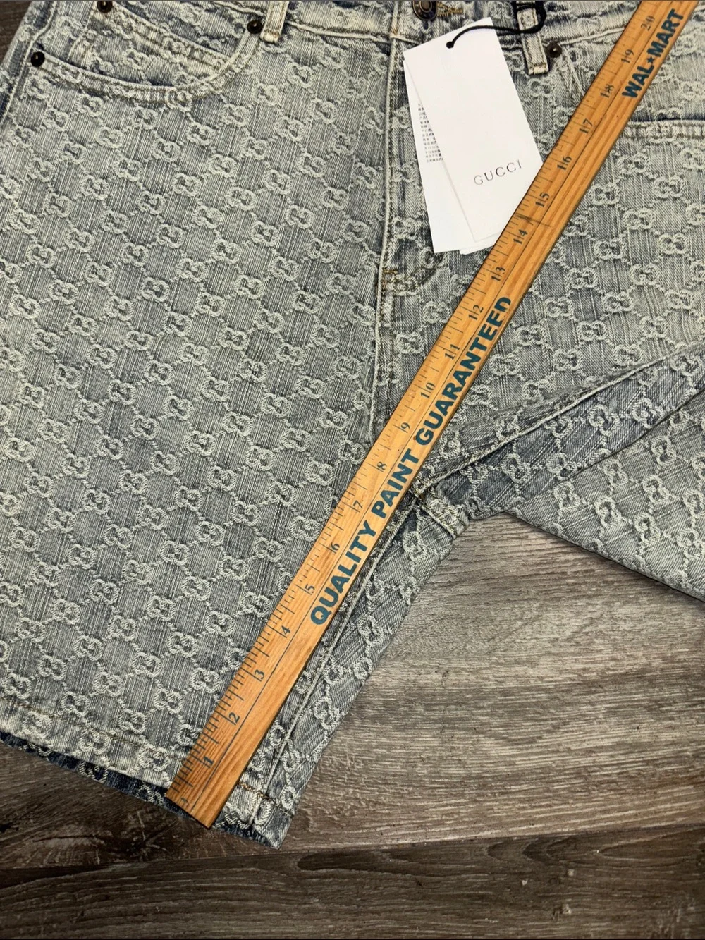 Gucci Light Blue GG Jacquard Denim Shorts, sz 30